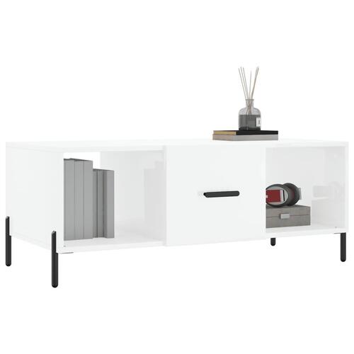 Sofabord 102x50x40 cm konstrueret træ hvid højglans
