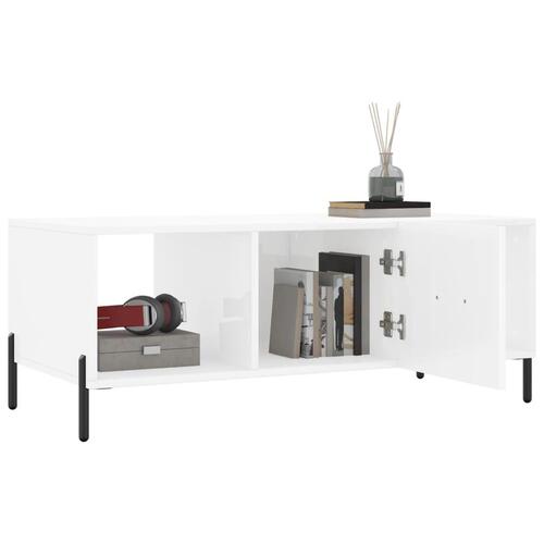 Sofabord 102x50x40 cm konstrueret træ hvid højglans