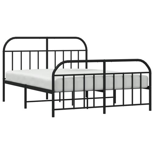 Sengeramme med sengegavl og fodgærde 150x200 cm metal sort