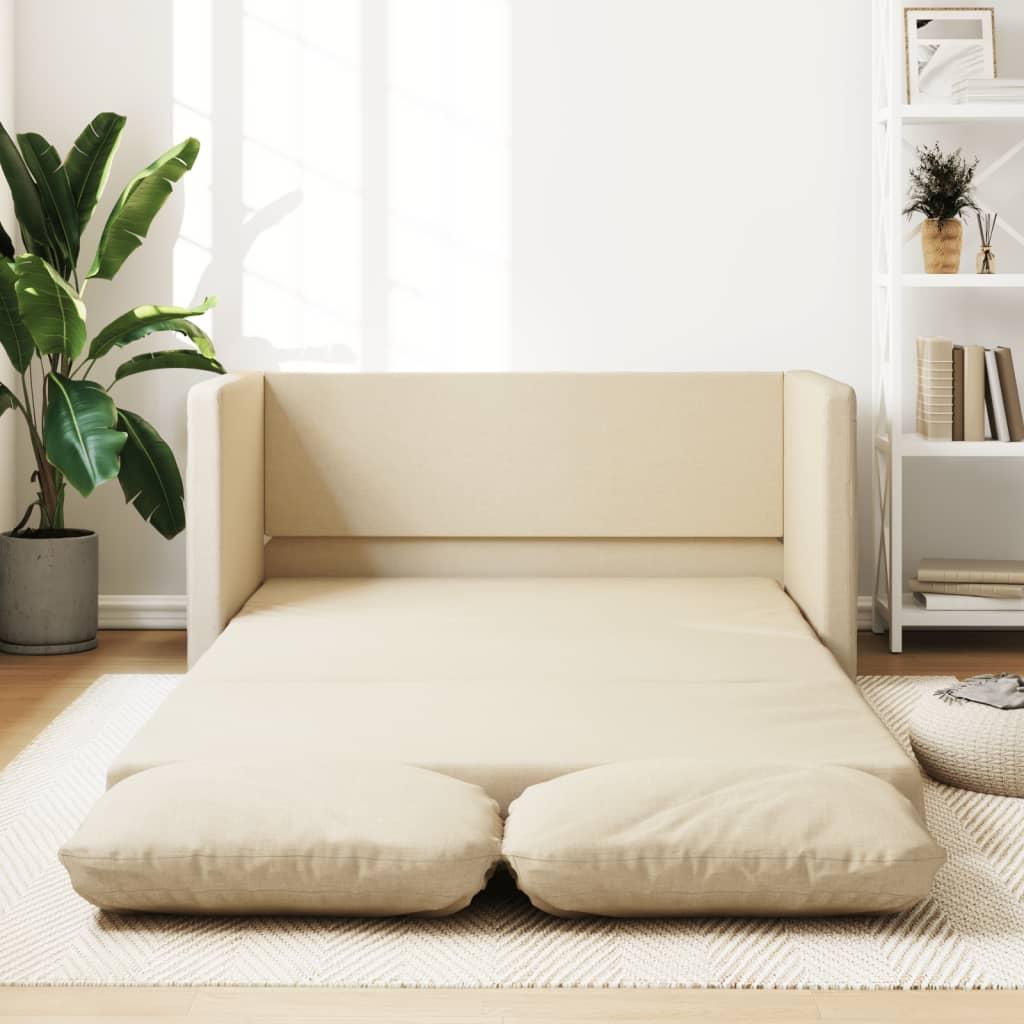 2-i-1 sovesofa 112x174x55 cm stof creme