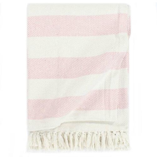 Plaid 160 x 210 cm bomuld stribet gammelrosa