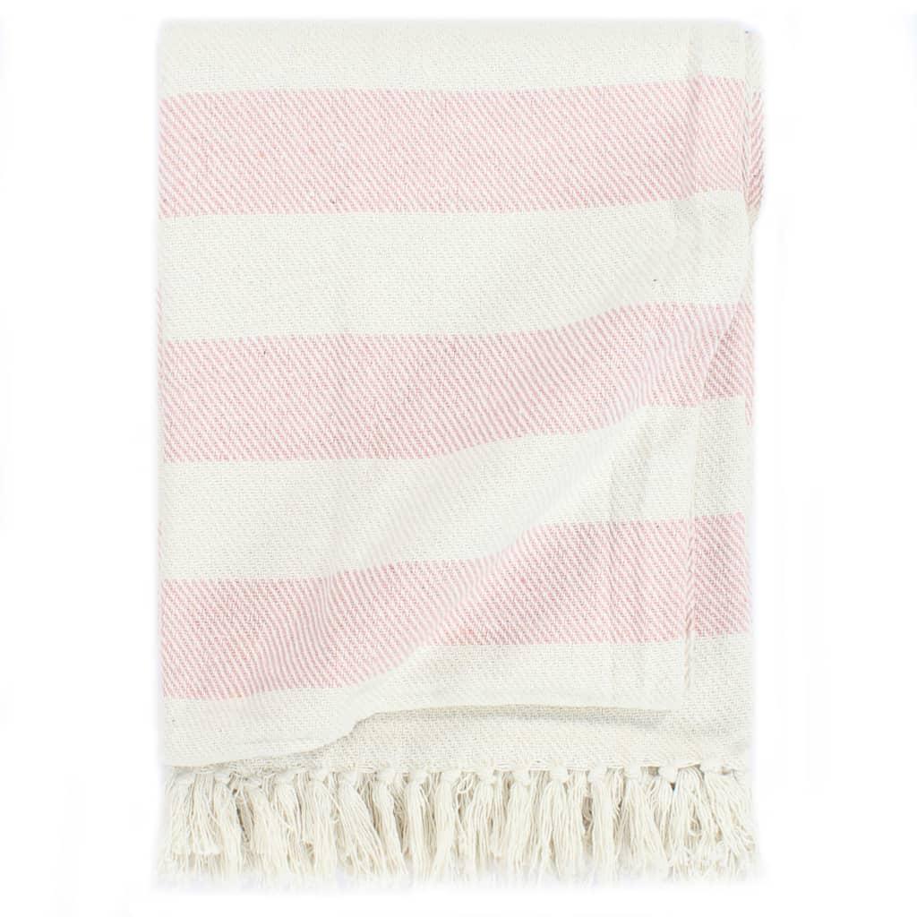 Plaid 160 x 210 cm bomuld stribet gammelrosa