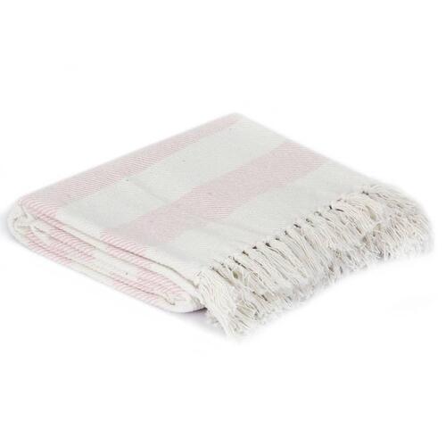 Plaid 160 x 210 cm bomuld stribet gammelrosa