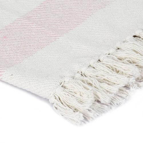 Plaid 160 x 210 cm bomuld stribet gammelrosa