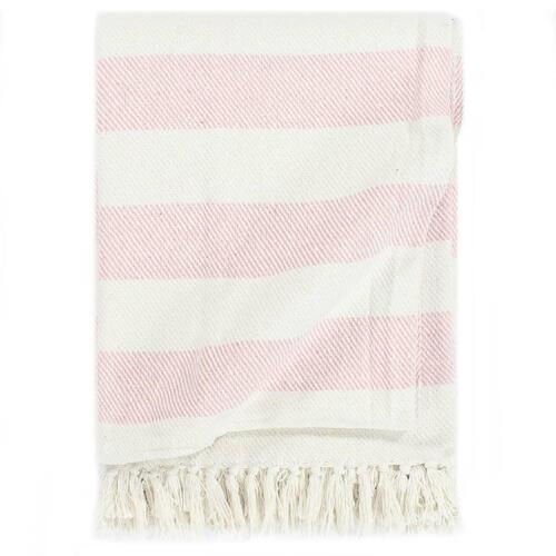 Plaid 220 x 250 cm bomuld stribet gammelrosa