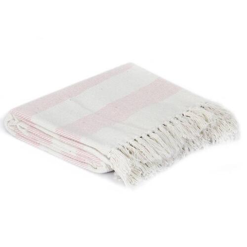 Plaid 220 x 250 cm bomuld stribet gammelrosa