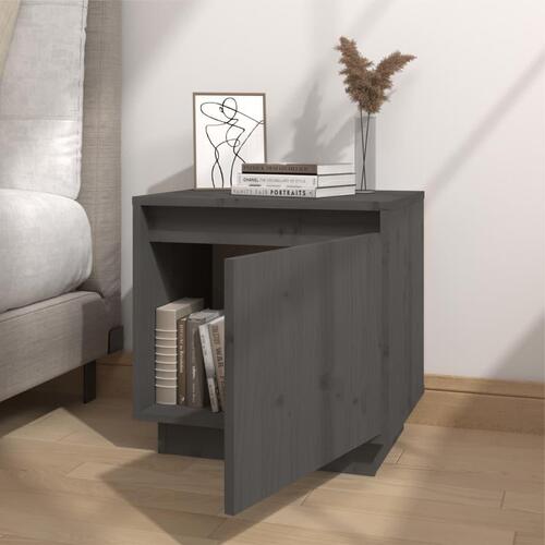 Sengeborde 2 stk. 40x30x40 cm massivt fyrretræ grå