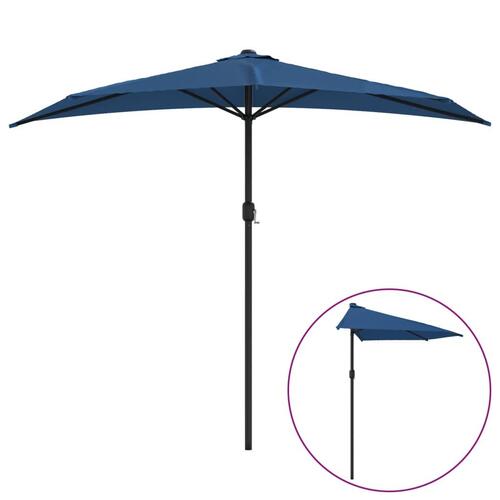 Altanparasol med aluminiumsstang 270x144x222 cm halv blå