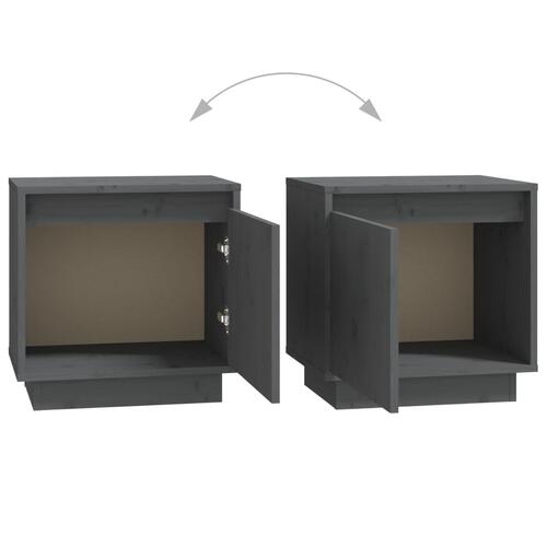 Sengeborde 2 stk. 40x30x40 cm massivt fyrretræ grå