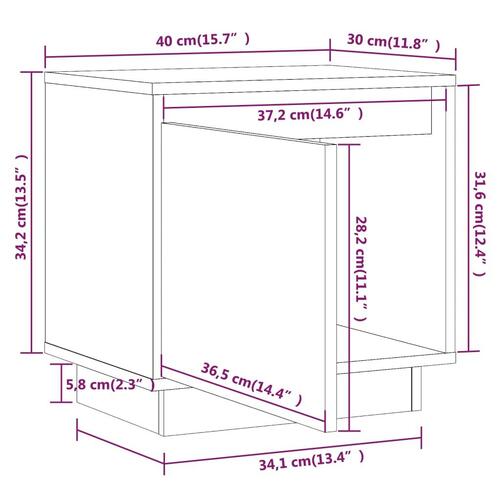 Sengeborde 2 stk. 40x30x40 cm massivt fyrretræ grå