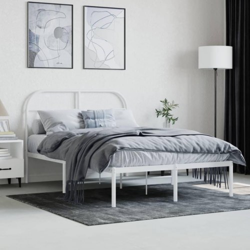 Sengeramme med sengegavl i metal 120×200 cm - hvid