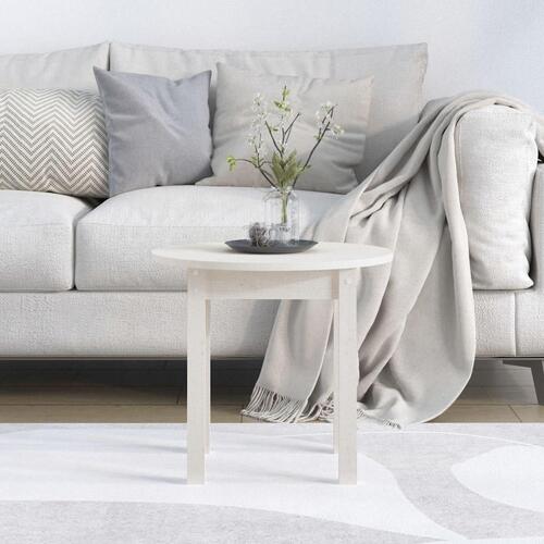 Sofabord Ø 45x40 cm massivt fyrretræ hvid