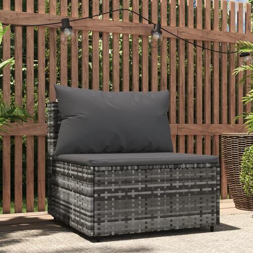Midtermodul til havesofa med hynde polyrattan grå