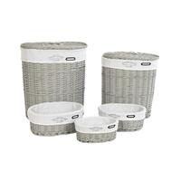 Set med kurve Hvid Grå flet 51 x 37 x 56 cm 52 x 38 x 57 cm (5 Dele)