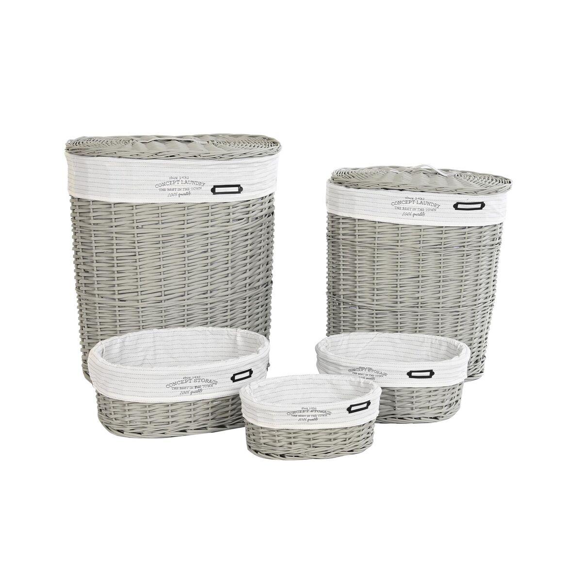 Set med kurve Hvid Grå flet 51 x 37 x 56 cm 52 x 38 x 57 cm (5 Dele)