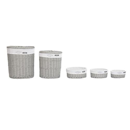 Set med kurve Hvid Grå flet 51 x 37 x 56 cm 52 x 38 x 57 cm (5 Dele)
