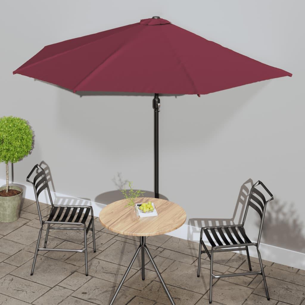 Altanparasol med aluminiumsstang 300x155x223 cm halv bordeaux