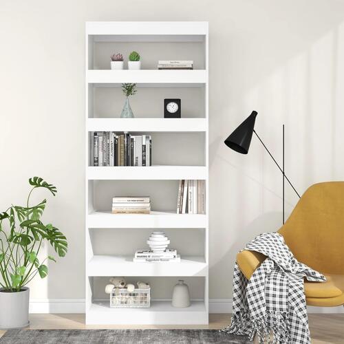 Bogreol/rumdeler 80x30x198 cm konstrueret træ hvid