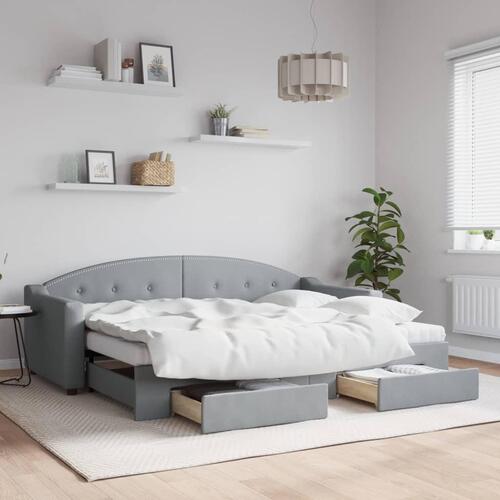 Daybed med udtræk og skuffer 80x200 cm stof lysegrå