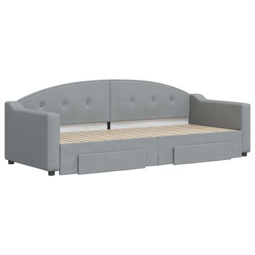 Daybed med udtræk og skuffer 80x200 cm stof lysegrå