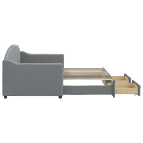 Daybed med udtræk og skuffer 80x200 cm stof lysegrå