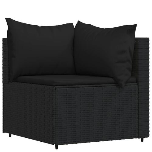 Loungesæt til haven 3 dele med hynder polyrattan sort