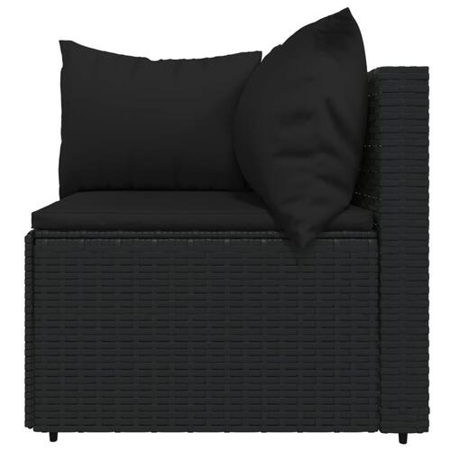 Loungesæt til haven 3 dele med hynder polyrattan sort