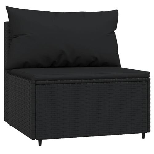 Loungesæt til haven 3 dele med hynder polyrattan sort