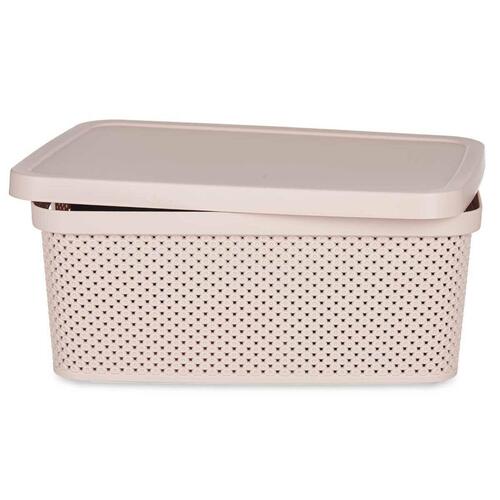 Opbevaringsboks med låg Pink Plastik 13 L 28,5 x 15 x 38,5 cm (12 enheder)