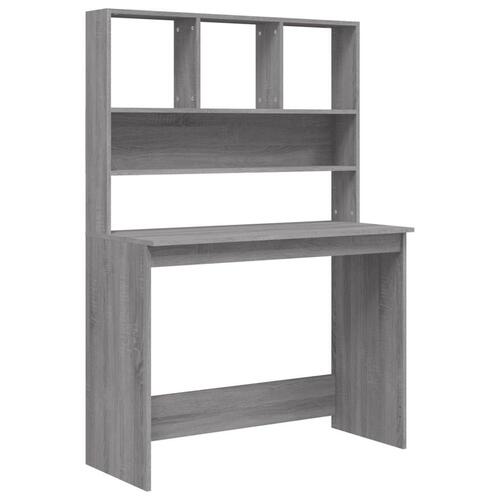 Skrivebord med hylder 102x45x148 cm konstrueret træ grå sonoma