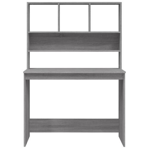 Skrivebord med hylder 102x45x148 cm konstrueret træ grå sonoma