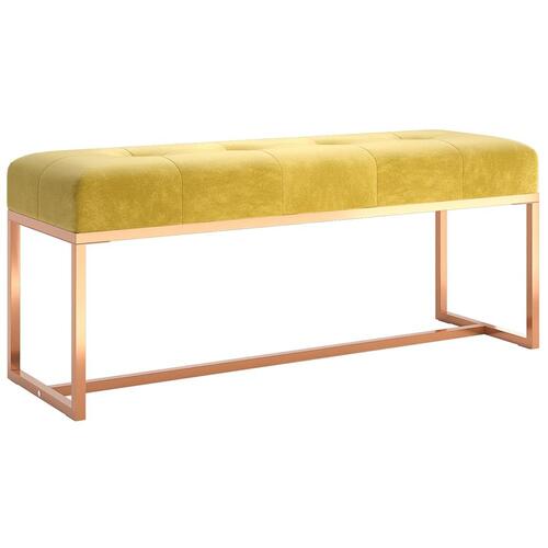 Bænk 110x36x45 cm velour sennepsgul