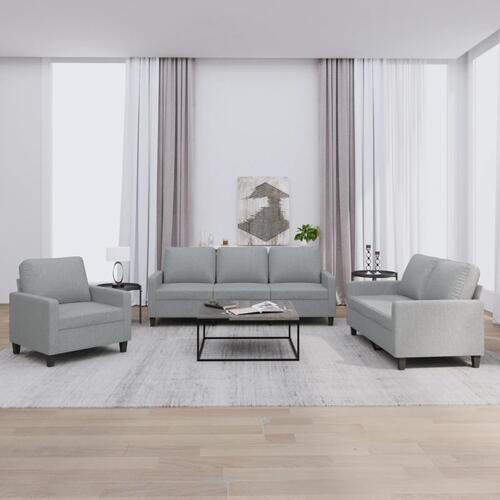 3 personers sofa med hynder stof lysegrå