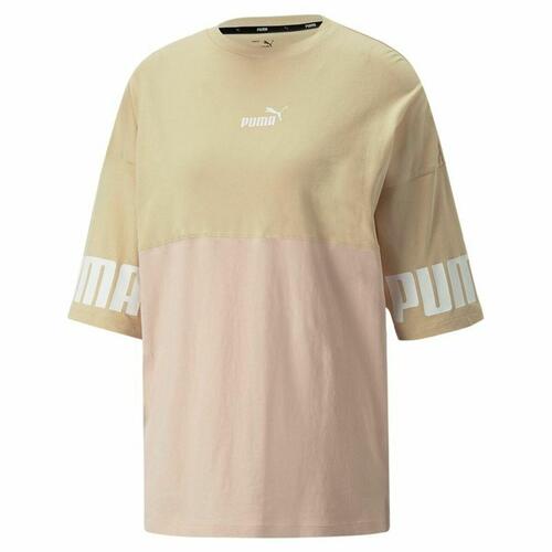 Kortærmet T-shirt til Kvinder Puma Colorblock Beige L