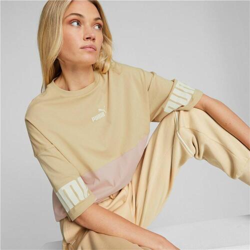 Kortærmet T-shirt til Kvinder Puma Colorblock Beige L
