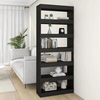 Bogreol/rumdeler 80x30x198 cm konstrueret træ sort