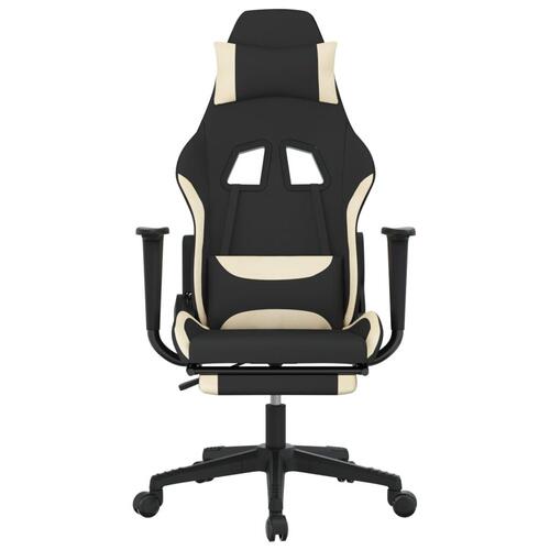 Gamingstol med massagefunktion + fodstøtte stof sort og creme