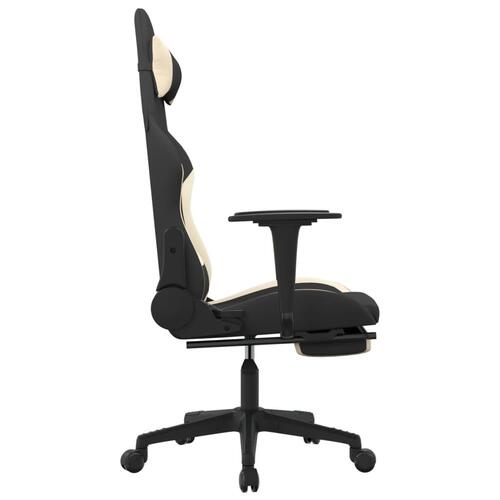 Gamingstol med massagefunktion + fodstøtte stof sort og creme