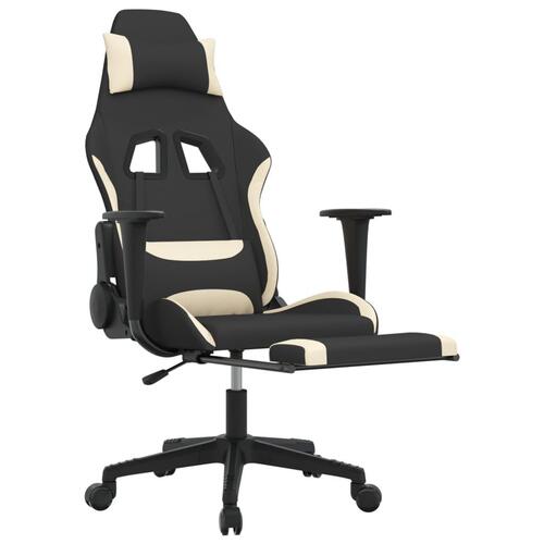 Gamingstol med massagefunktion + fodstøtte stof sort og creme