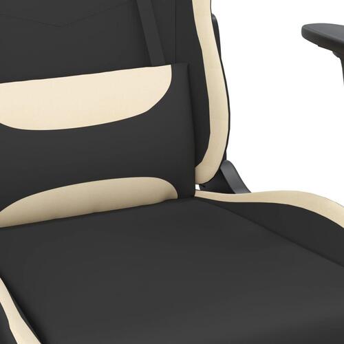 Gamingstol med massagefunktion + fodstøtte stof sort og creme