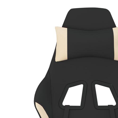 Gamingstol med massagefunktion + fodstøtte stof sort og creme