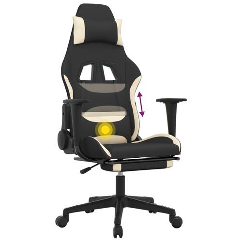Gamingstol med massagefunktion + fodstøtte stof sort og creme