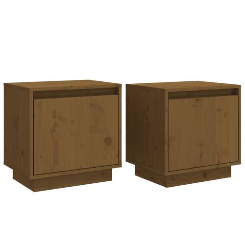 Sengeborde 2 stk. 40x30x40 cm massivt fyrretræ gyldenbrun
