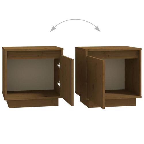 Sengeborde 2 stk. 40x30x40 cm massivt fyrretræ gyldenbrun