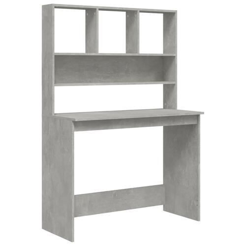 Skrivebord m. hylder 102x45x148 cm konstrueret træ betongrå