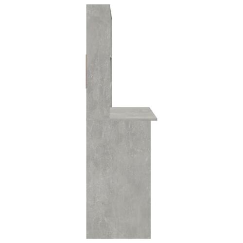 Skrivebord m. hylder 102x45x148 cm konstrueret træ betongrå