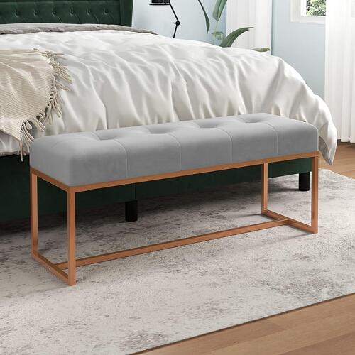 Bænk 110x36x45 cm velour grå