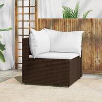 Hjørnemodul til havesofa med hynder polyrattan brun