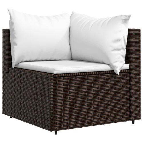 Hjørnemodul til havesofa med hynder polyrattan brun