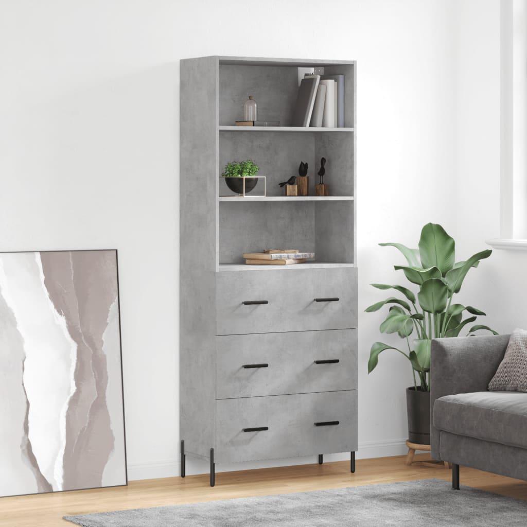 Højskab 69,5x34x180 cm konstrueret træ betongrå
